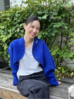 ADER ERROR Cropped Blue Cardigan One Size GUC